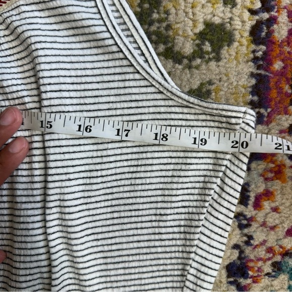 Anthropologie Maeve Navy and White Striped Crochet Babydoll Tank Top Medium - Picture 5 of 8